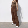Honey Casual Patchwork Brown Cargo Pants