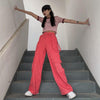 Sweet Pink Casual Patchwork Cargo Pants