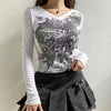 Lindsay Retro Goth Wings Graphic Top