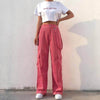 SWEET PINK CASUAL PATCHWORK CARGO PANTS - AXCID SHOP 