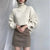 Thick Solid Turtleneck Sweater Batwing Sleeve