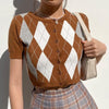 Junie B Argyle Crop Knitted Sweater