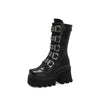 Black Platform Buckle Boots