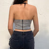 Plaid And In Love Knitted Halter Crop Top
