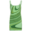 Green Sheath Dress with Swirls