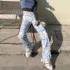 Zebra Swirl Print Casual High Waist Jeans