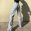 Zebra Swirl Print Casual High Waist Jeans