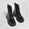 Jade Platform Black Leather Boots