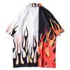 Up In Flames Patchwork Button Up Tee