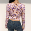 90's Floral Long Flare Sleeve Top - Axcid Shop