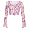 90's Floral Long Flare Sleeve Top - Axcid Shop