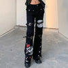 Goth Metal Buckle Baggy Jeans