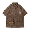 Flames Corduroy Embroidery Button Up Shirt