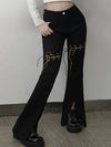 Hollow Out Bandage Tie High Waist Pants