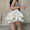 Double Layer Folds Elastic Mini Skirt