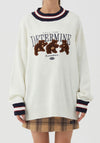 Determine Bear Patchwork Striped Knitted Sweater