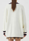 Determine Bear Patchwork Striped Knitted Sweater