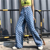 Checker Plaid Blue Loose Pants - Axcid Shop